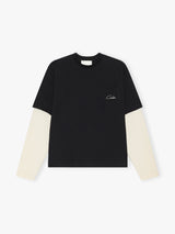 Calm. - Black T-Shirt Waffel Hybrid in Black and Cream