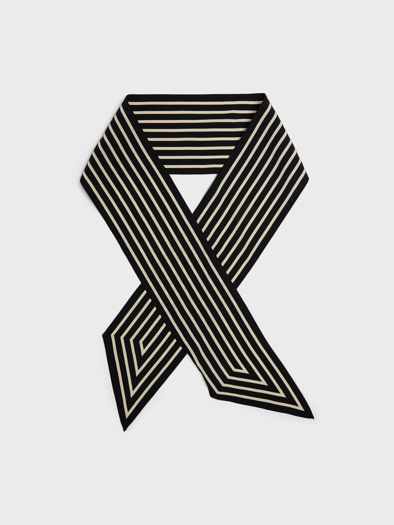 TOTEME - Signature Monogram Silk Ribbon Scarf in Black