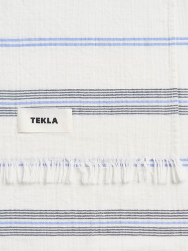 Tekla - Beach Cotton Sheet in Villa Stripes