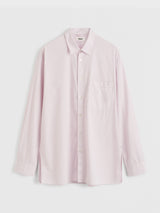 Tekla - Poplin Pyjamas Long Shirt in Rosa Stripes