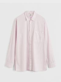 Tekla - Poplin Pyjamas Long Shirt in Rosa Stripes