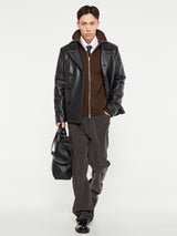Andersen-Andersen - Navy Full Zip Pockets Knitwear in Natural Brown