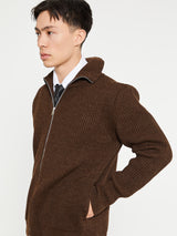 Andersen-Andersen - Navy Full Zip Pockets Knitwear in Natural Brown