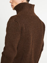 Andersen-Andersen - Navy Full Zip Pockets Knitwear in Natural Brown