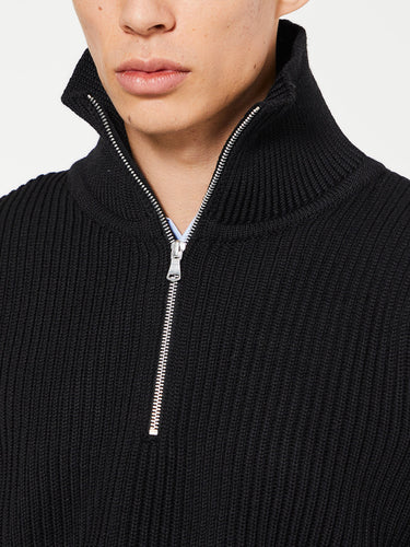 Andersen-Andersen - Navy Half Zip Knitwear in Black