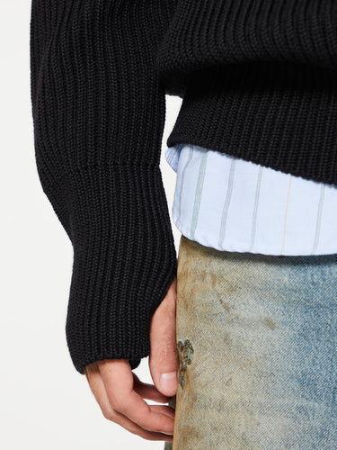 Andersen-Andersen - Navy Half Zip Knitwear in Black