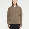 Andersen-Andersen - Navy Half Zip Knitwear in Natural Taupe