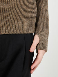 Andersen-Andersen - Navy Half Zip Knitwear in Natural Taupe
