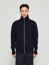 Andersen-Andersen - Navy Full Zip Pockets Knitwear in Navy Blue