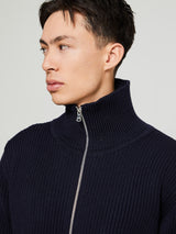 Andersen-Andersen - Navy Full Zip Pockets Knitwear in Navy Blue