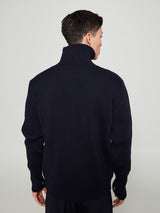 Andersen-Andersen - Navy Full Zip Pockets Knitwear in Navy Blue