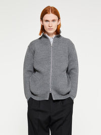 Andersen-Andersen - Navy Full Zip Pockets Knitwear in Grey