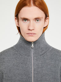 Andersen-Andersen - Navy Full Zip Pockets Knitwear in Grey