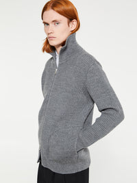 Andersen-Andersen - Navy Full Zip Pockets Knitwear in Grey