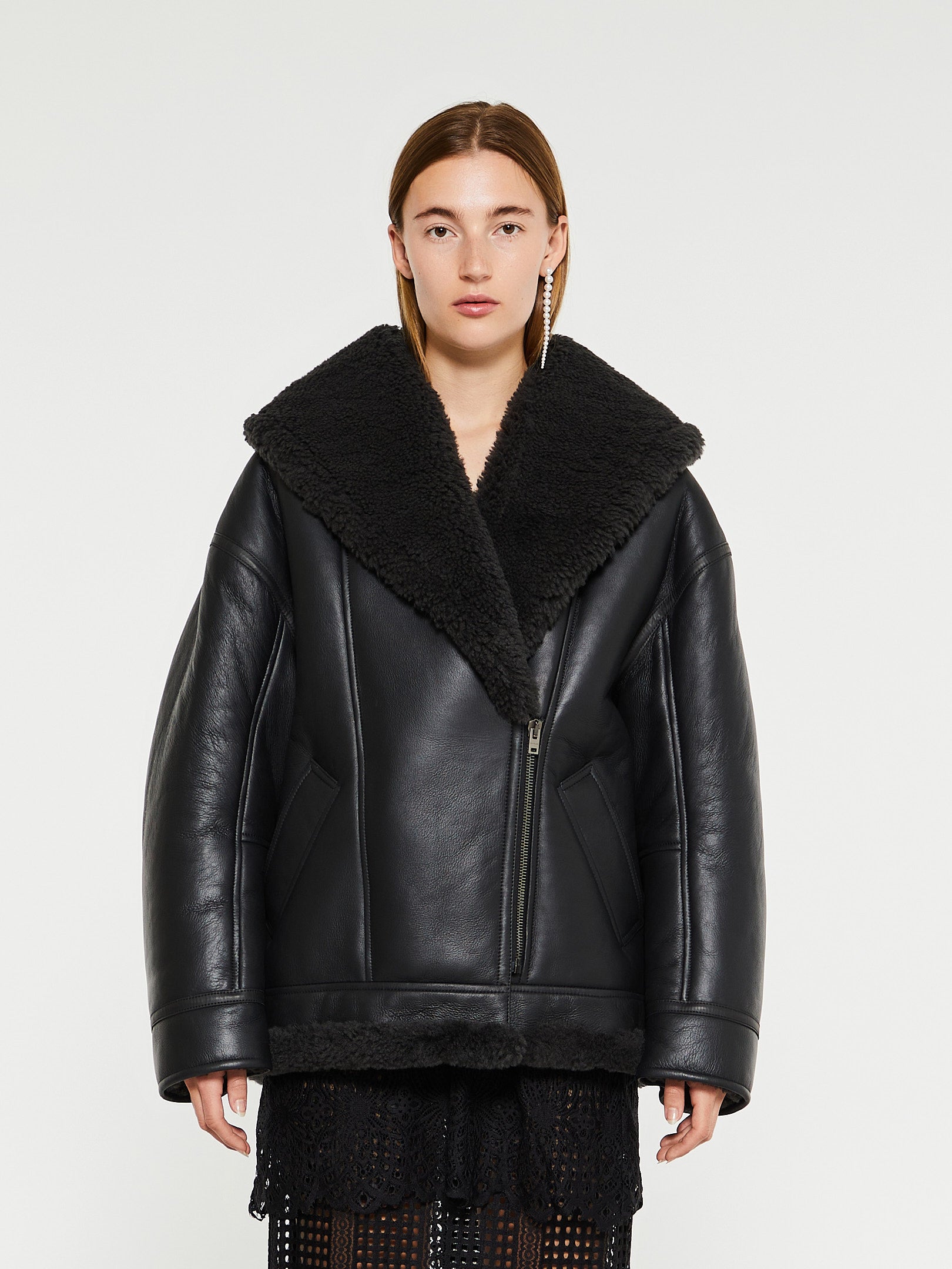 Acne Studios - Leather Shearling Jacket in Black