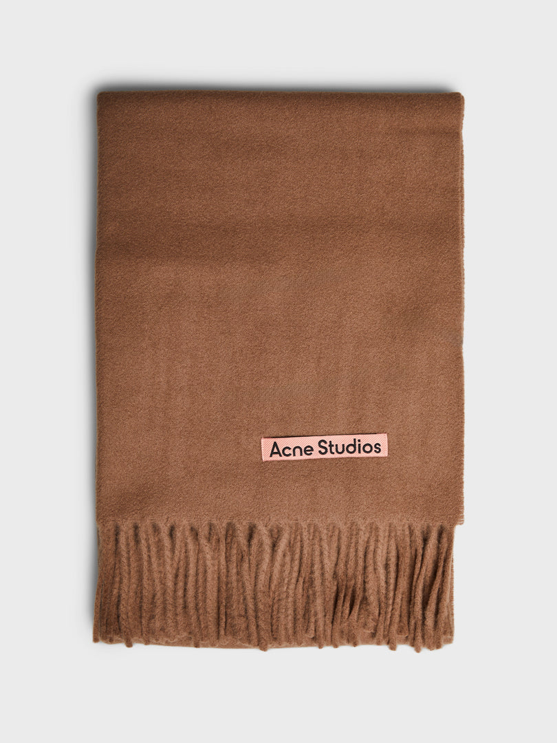 Acne Studios - Narrow Fringe Wool Scarf in Caramel Brown