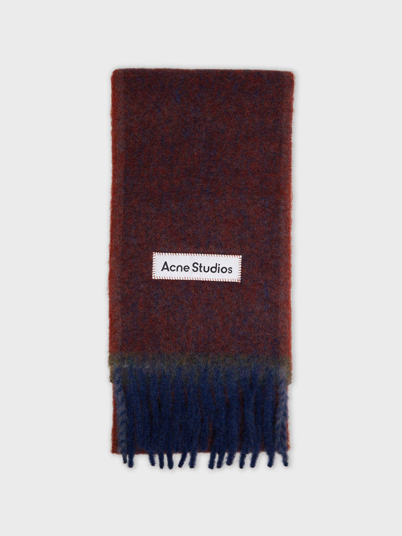 Acne - Mohair Checked Scarf In Aubergine Blue