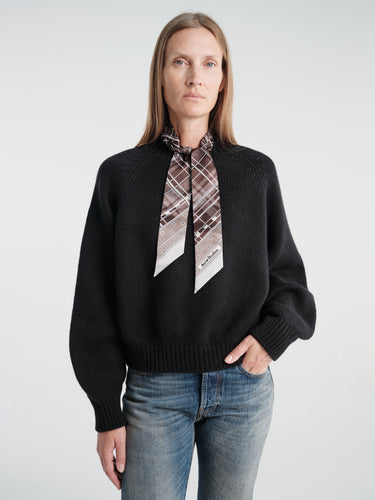 Acne Studios - Plaid Silk Scarf in Grey & Brown