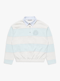 Acne Studios - Striped Polo Sweatshirt in Light Blue and Grey