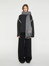 Acne Studios - Narrow Fringe Wool Scarf in Grey Melange