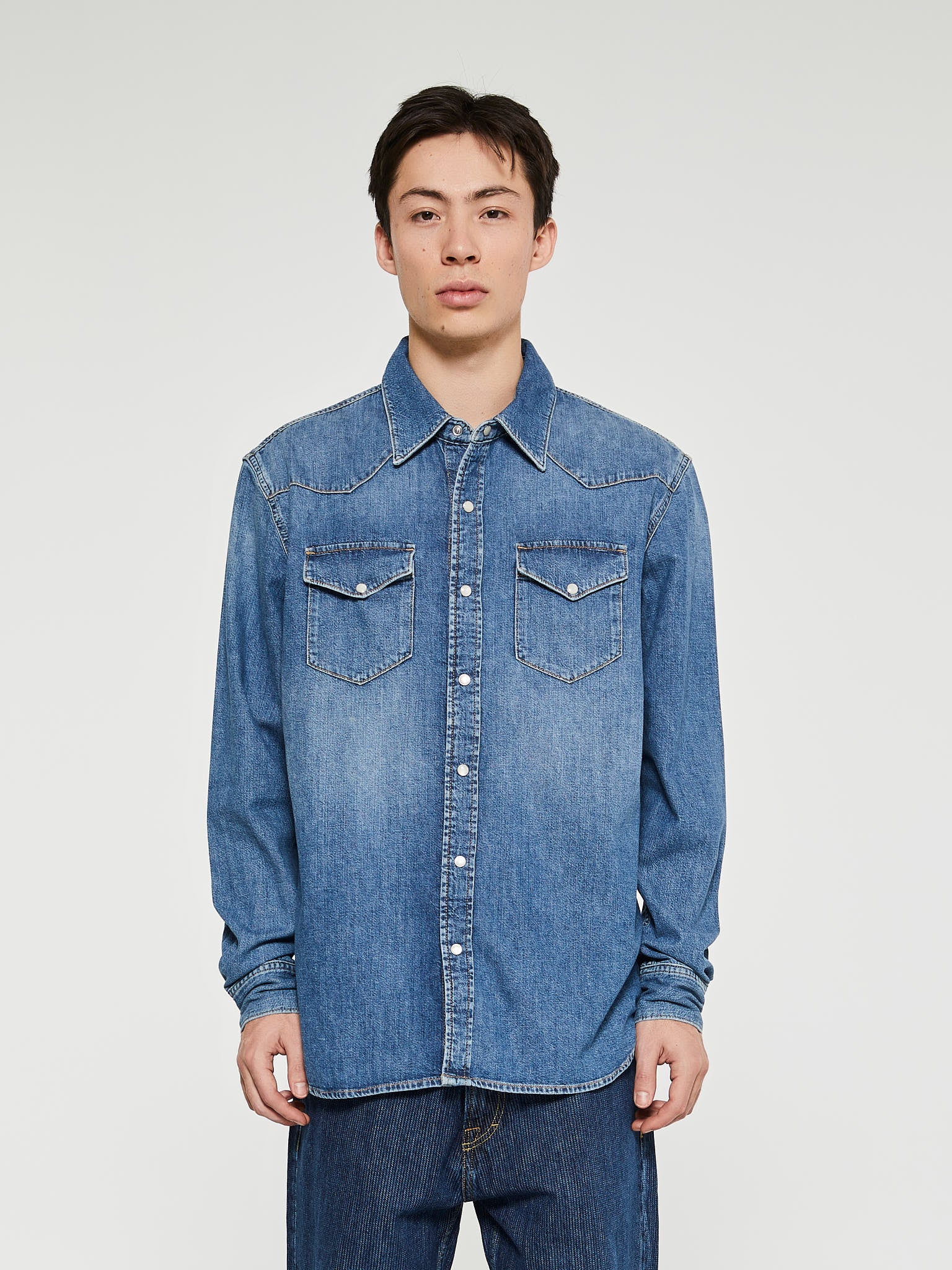Acne Studios - Denim Button-Up Shirt in Mid Blue