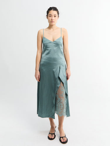 Acne Studios - Satin Slip Dress in Vintage Green