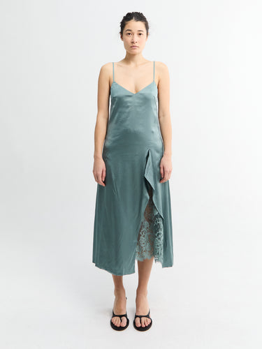Acne Studios - Satin Slip Dress in Vintage Green