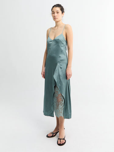 Acne Studios - Satin Slip Dress in Vintage Green