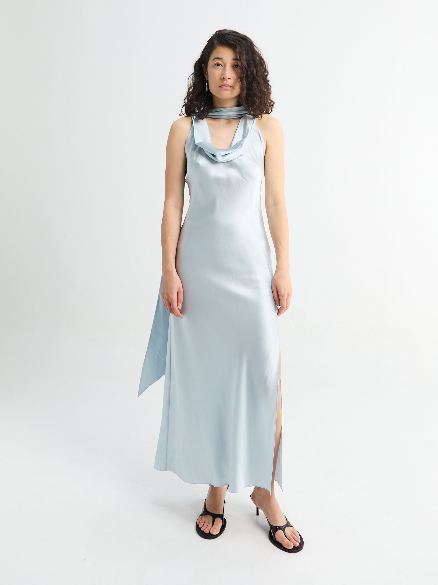 acne dress blue Asymmetric gathered jersey cocktail dress in blue - Acne Studios