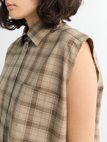 Acne Studios - Check Button Up Vest in Beige