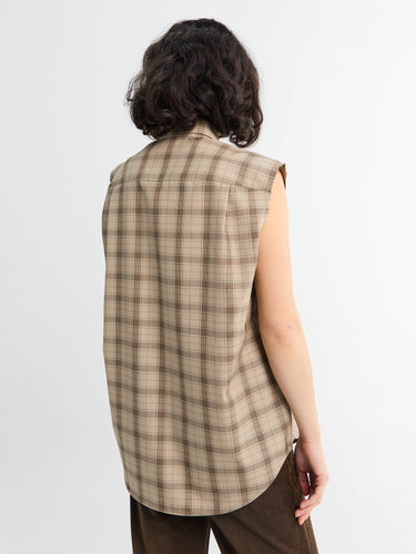 Acne Studios - Check Button Up Vest in Beige