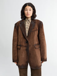 Acne Studios - Suede Suit Jacket in Cognac Brown