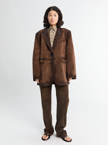 Acne Studios - Suede Suit Jacket in Cognac Brown