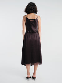 Acne Studios - Shiny Satin Slip Dress in Dark Brown