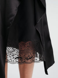 Satin Ruffle Skirt in Black