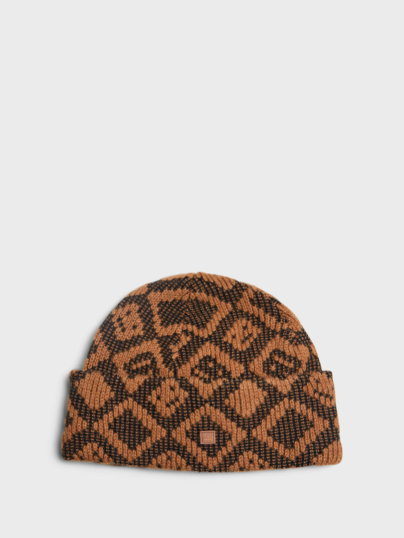 Acne Studios - Face Tiles Beanie in Toffee Brown and Black