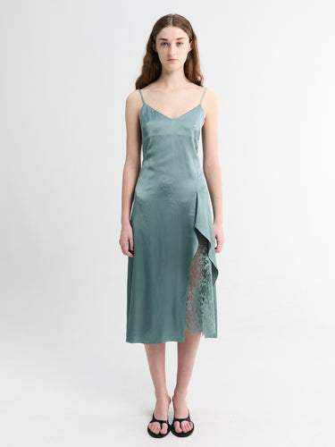 Acne Studios - Satin Slip Dress in Vintage Green Stoy Acne Studios - Satin Slip Dress in Vintage Green Stoy