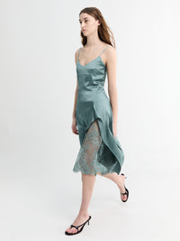 Acne Studios - Satin Slip Dress in Vintage Green