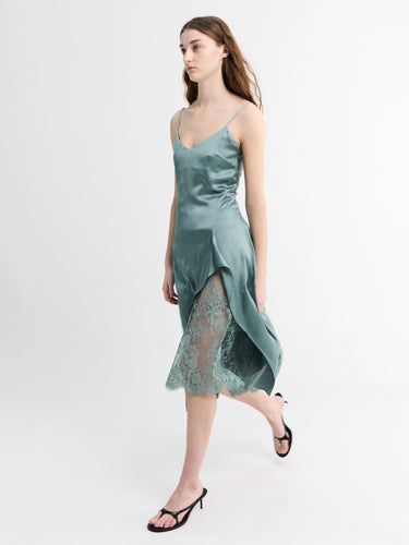Acne Studios - Satin Slip Dress in Vintage Green