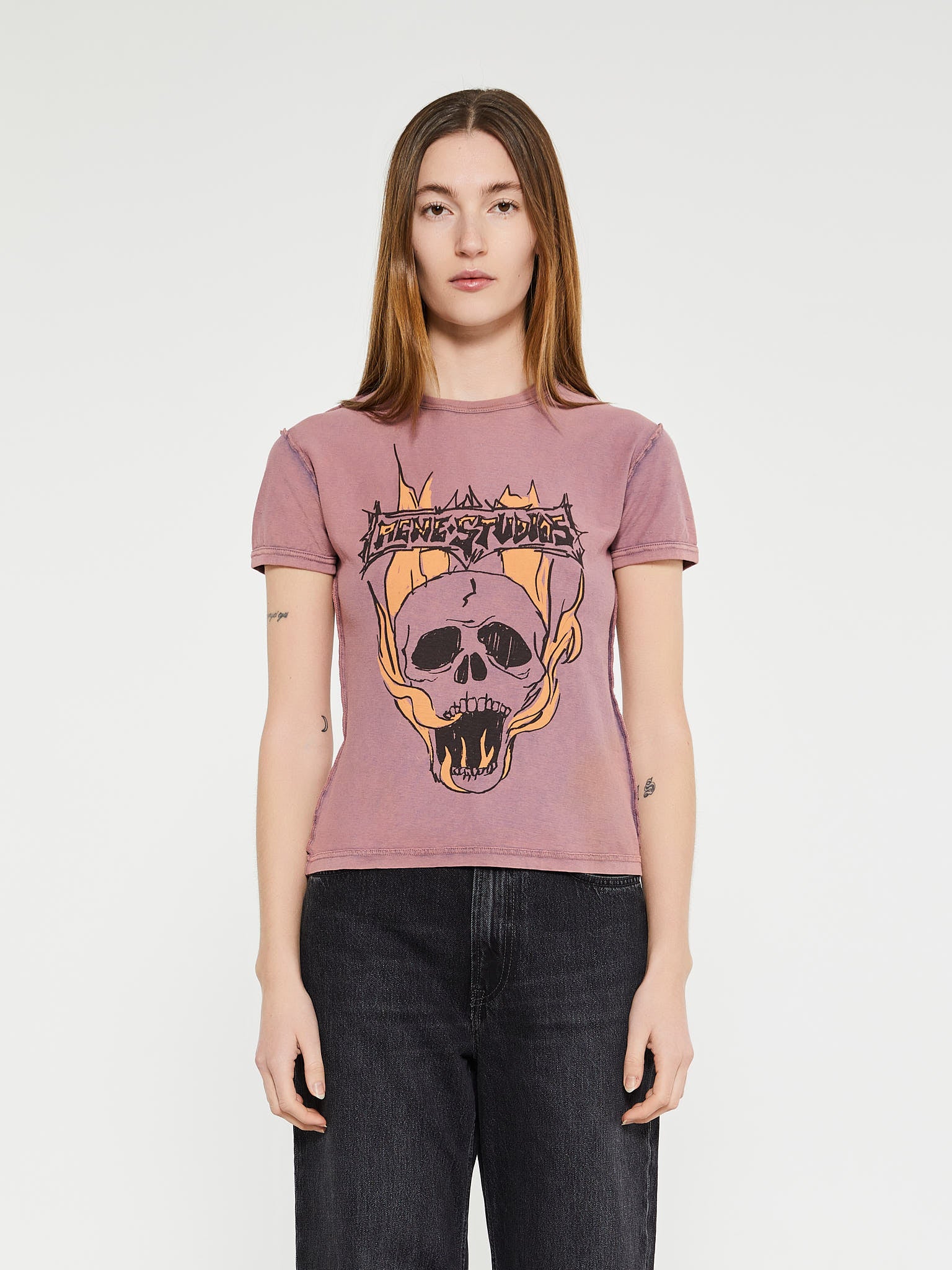 Acne Studios - Printed Cotton T-Shirt in Mauve Pink