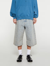 Acne Studios - Monogram Denim Shorts in Blue and Beige