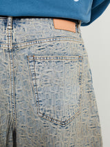 Acne Studios - Monogram Denim Shorts in Blue and Beige