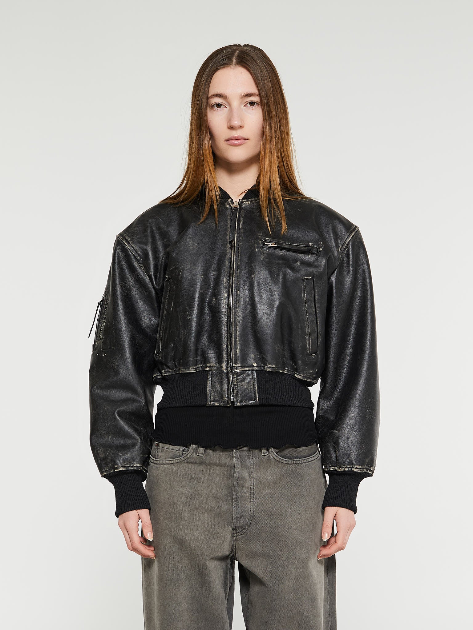 Acne Studios - Leather Bomber Jacket in Black