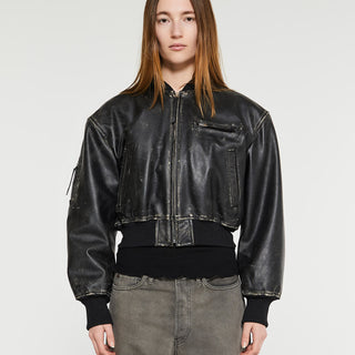 Acne Studios - Leather Bomber Jacket in Black
