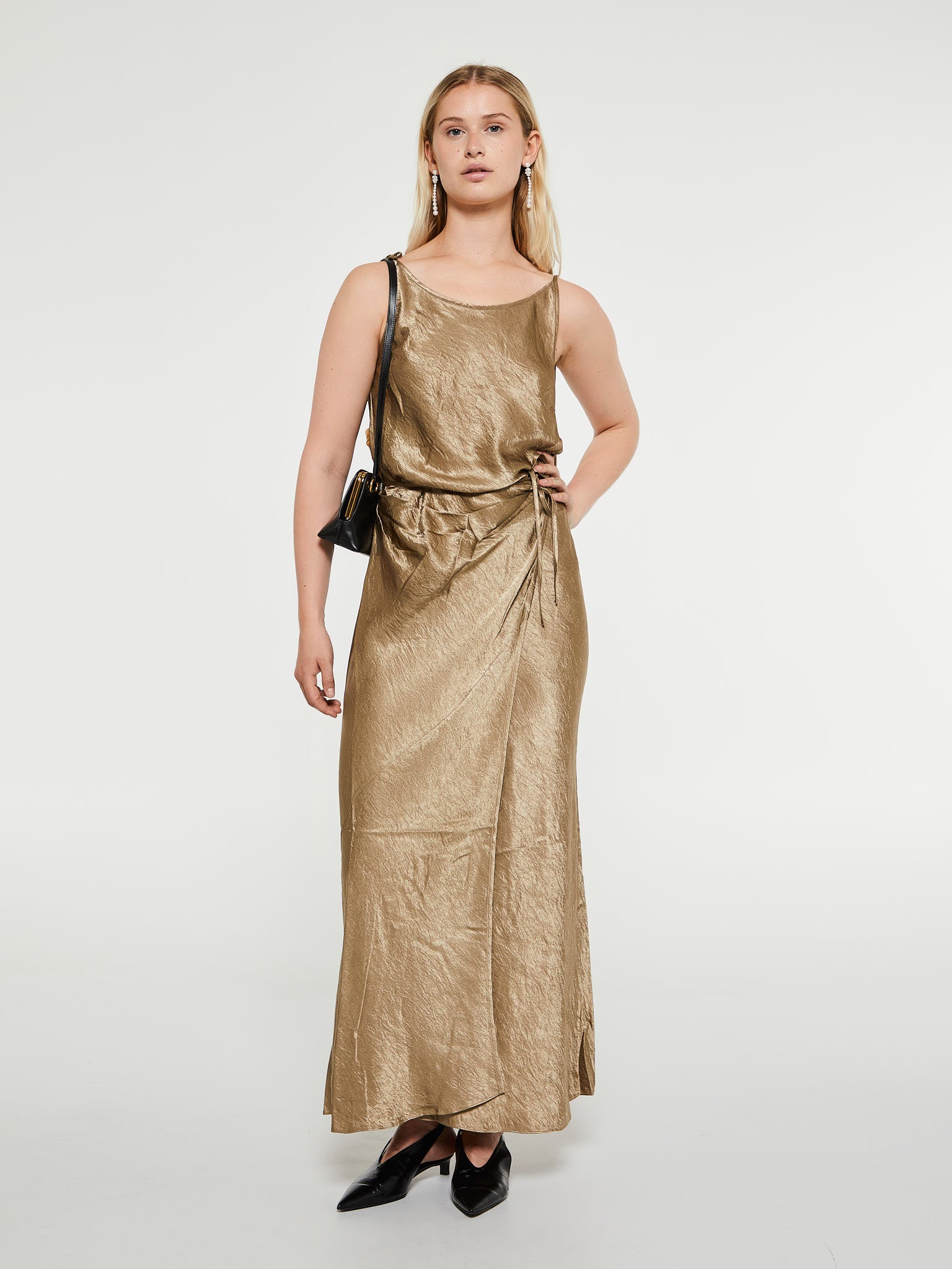 Satin Dress in Gold