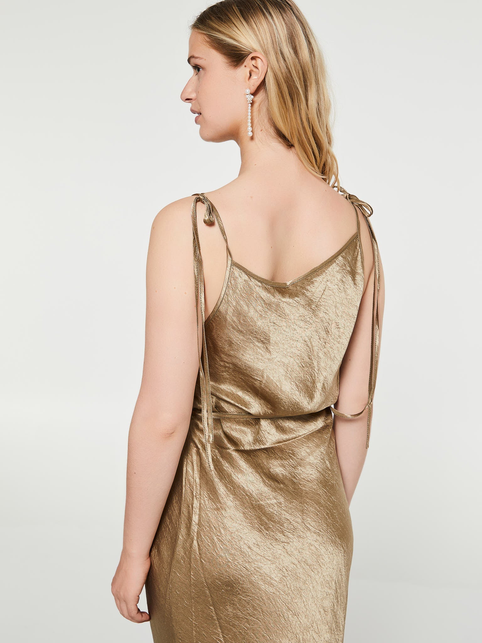 Satin Dress in Old Green - Main Image