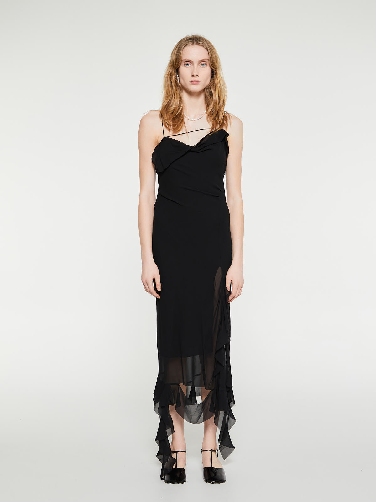 Acne Studios - Ruffle Strap Dress in Black