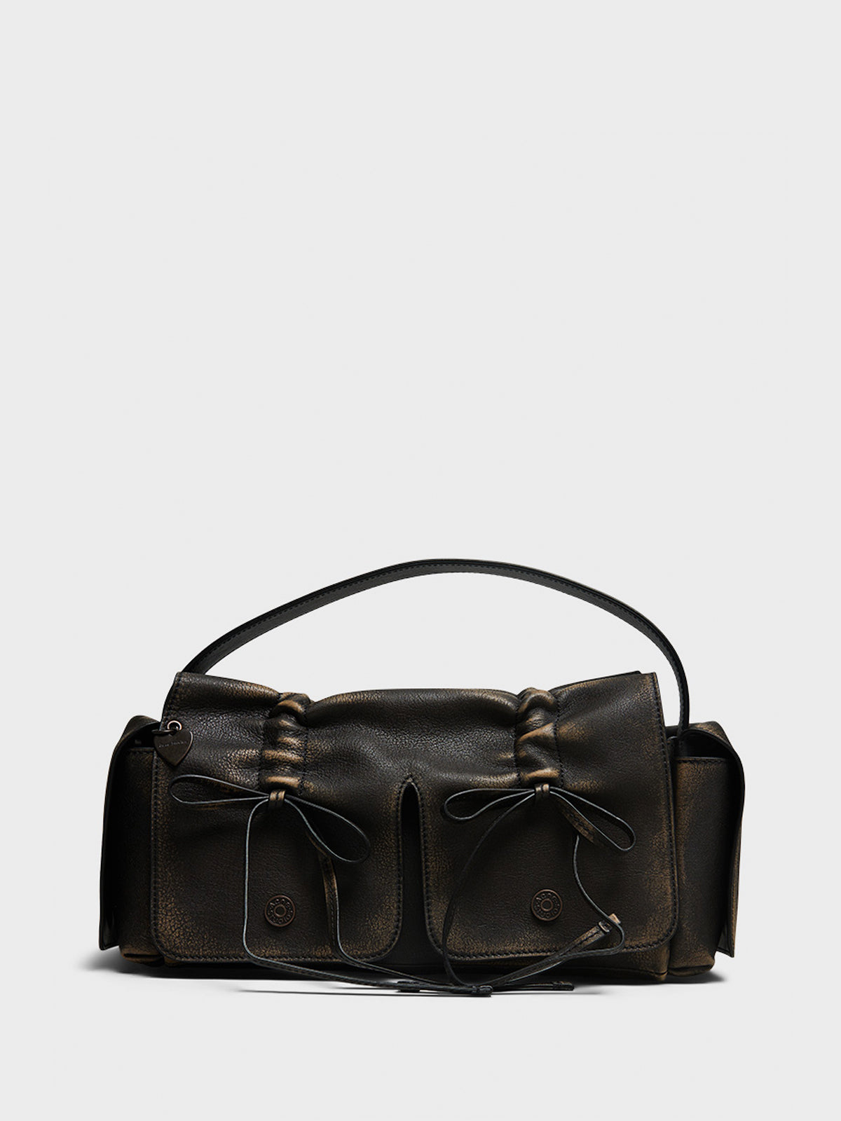 Multipocket Vintage Taske i Mørkebrun og Beige