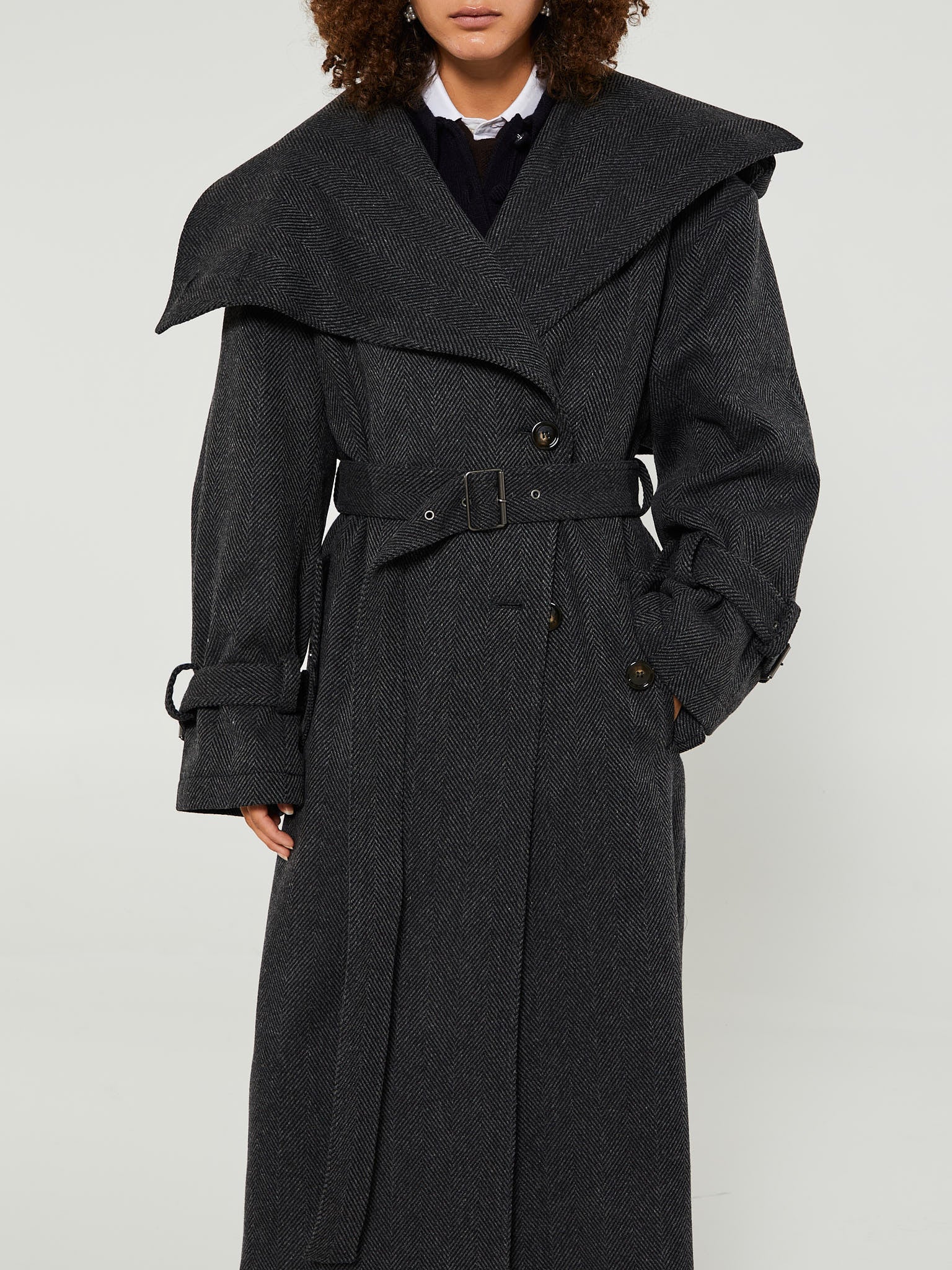 Acne Studios - Belted Coat in Grey and Black