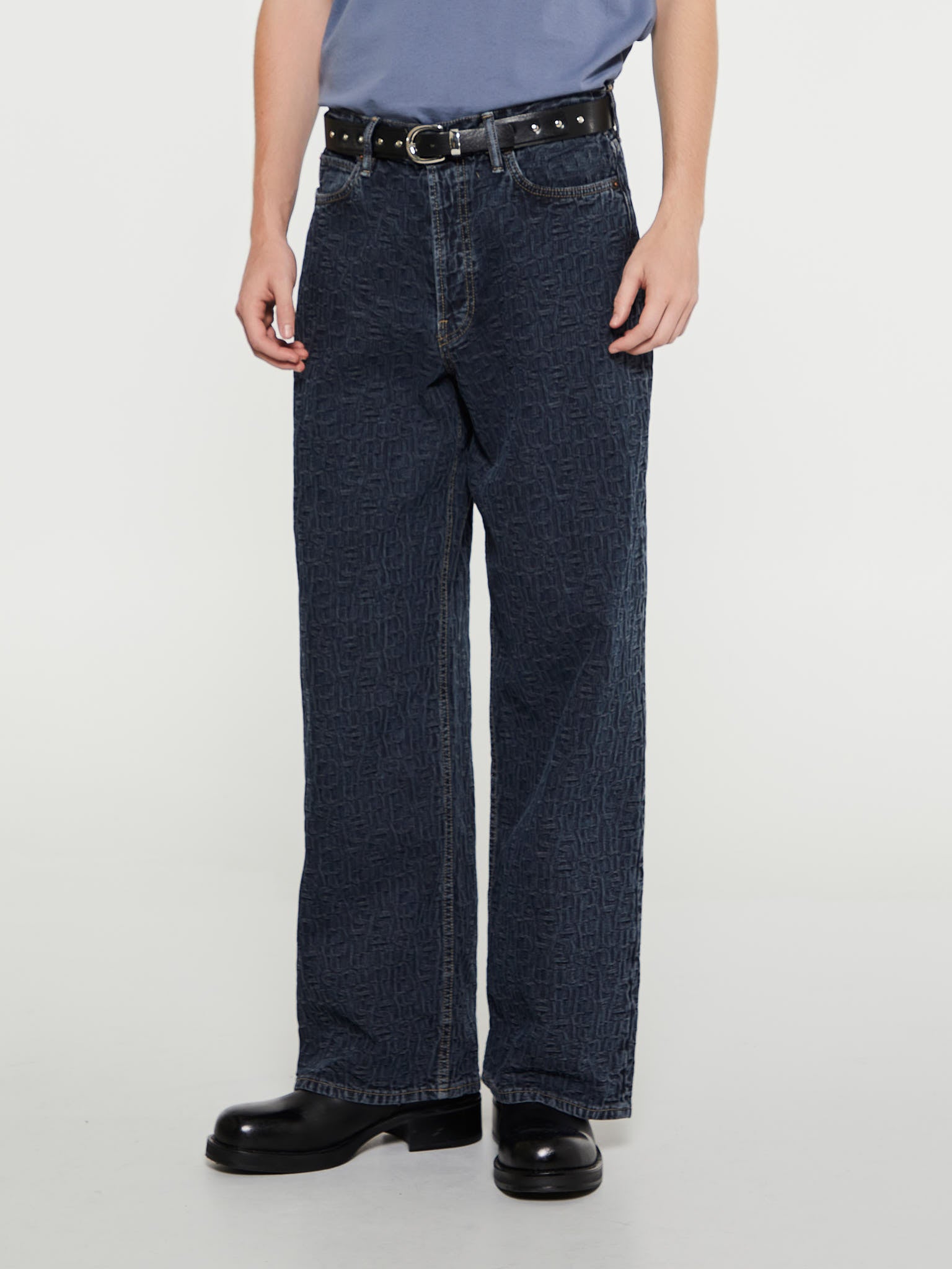 1981M Baggy Fit Monogram Jeans in Blue and Black